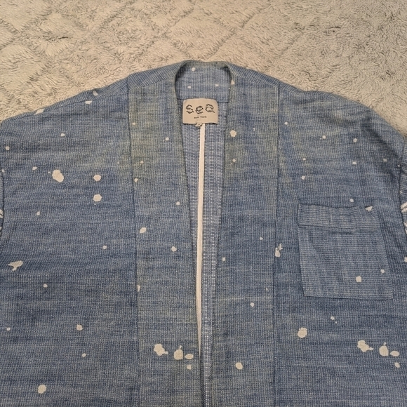 Sea New York Jacket Women's 0 Blue Sky Cardigan Embroidered Kimono Belt Cotton - Picture 10 of 12